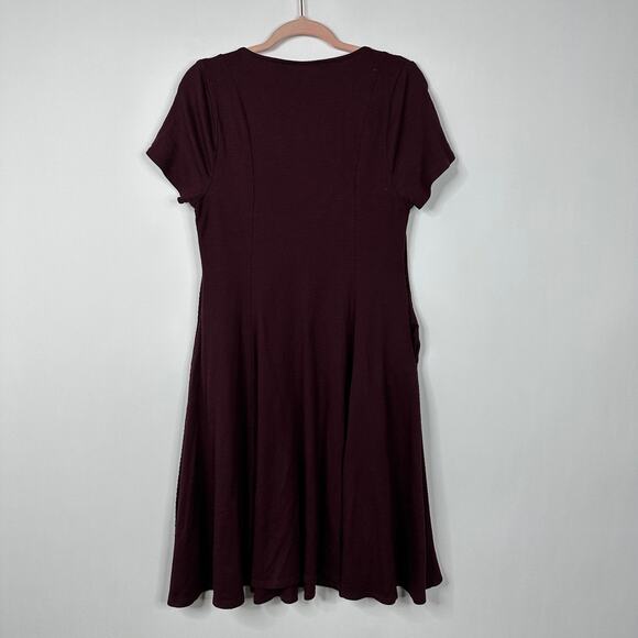 2/$30 Torrid Mini Slub Rib Fluted Dress M/L Winetasting Ruched Sweetheart #7569 - Picture 10 of 16